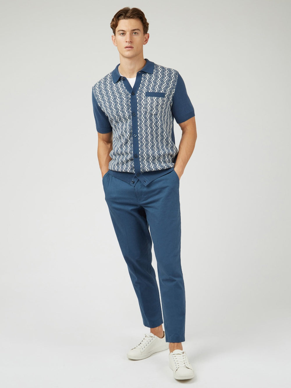 Pantalon Ben Sherman Signature Slim Taper Linen Bleu | RKR-03840889